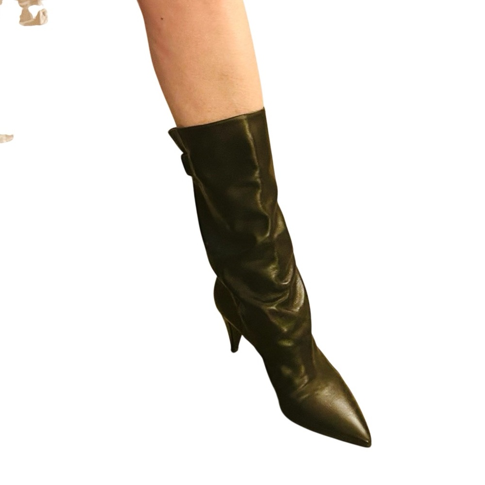 Vince Camuto Sleek Black Leather Heeled Boots - Picture 9 of 11